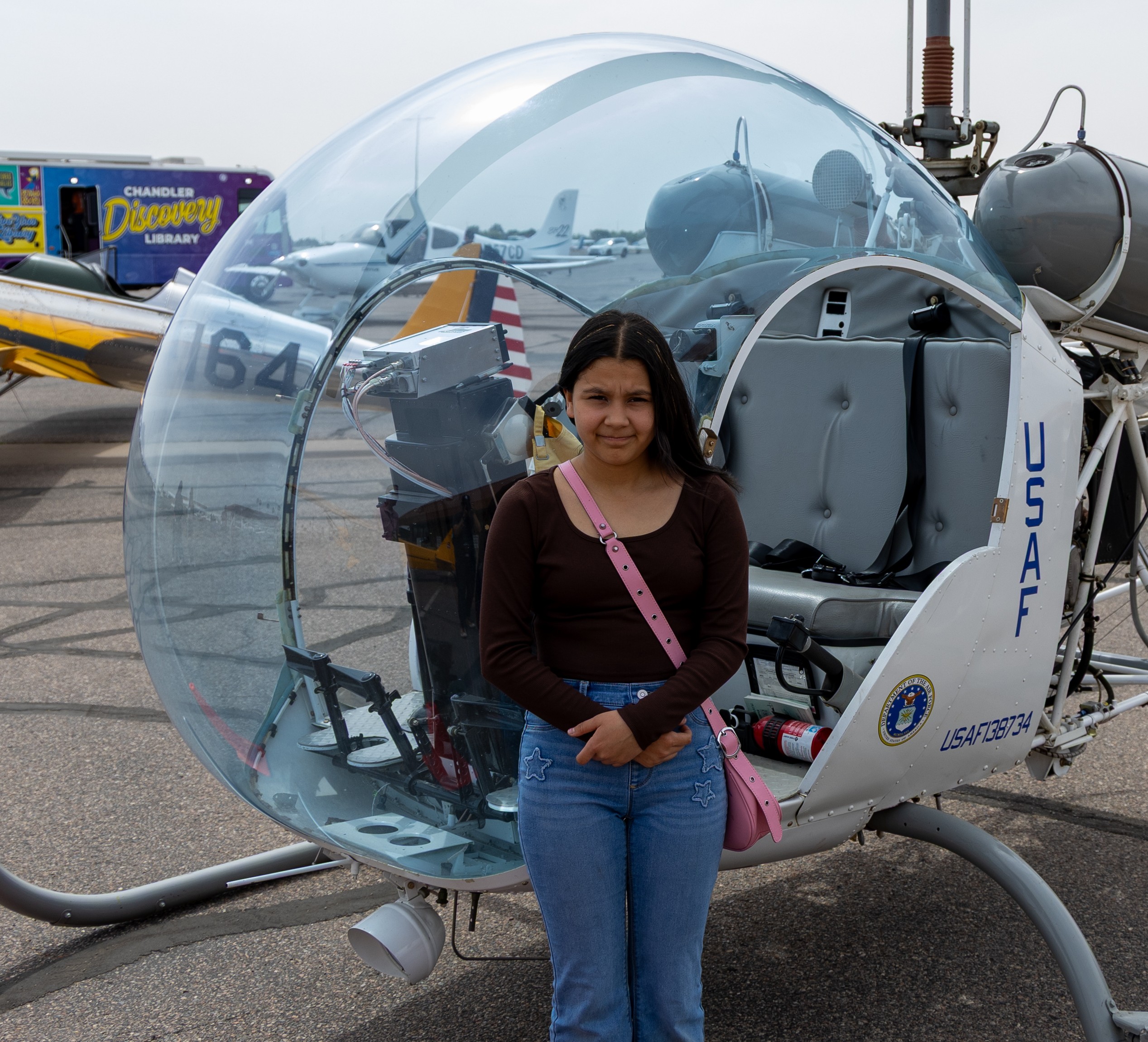 Nellie next to helicopter