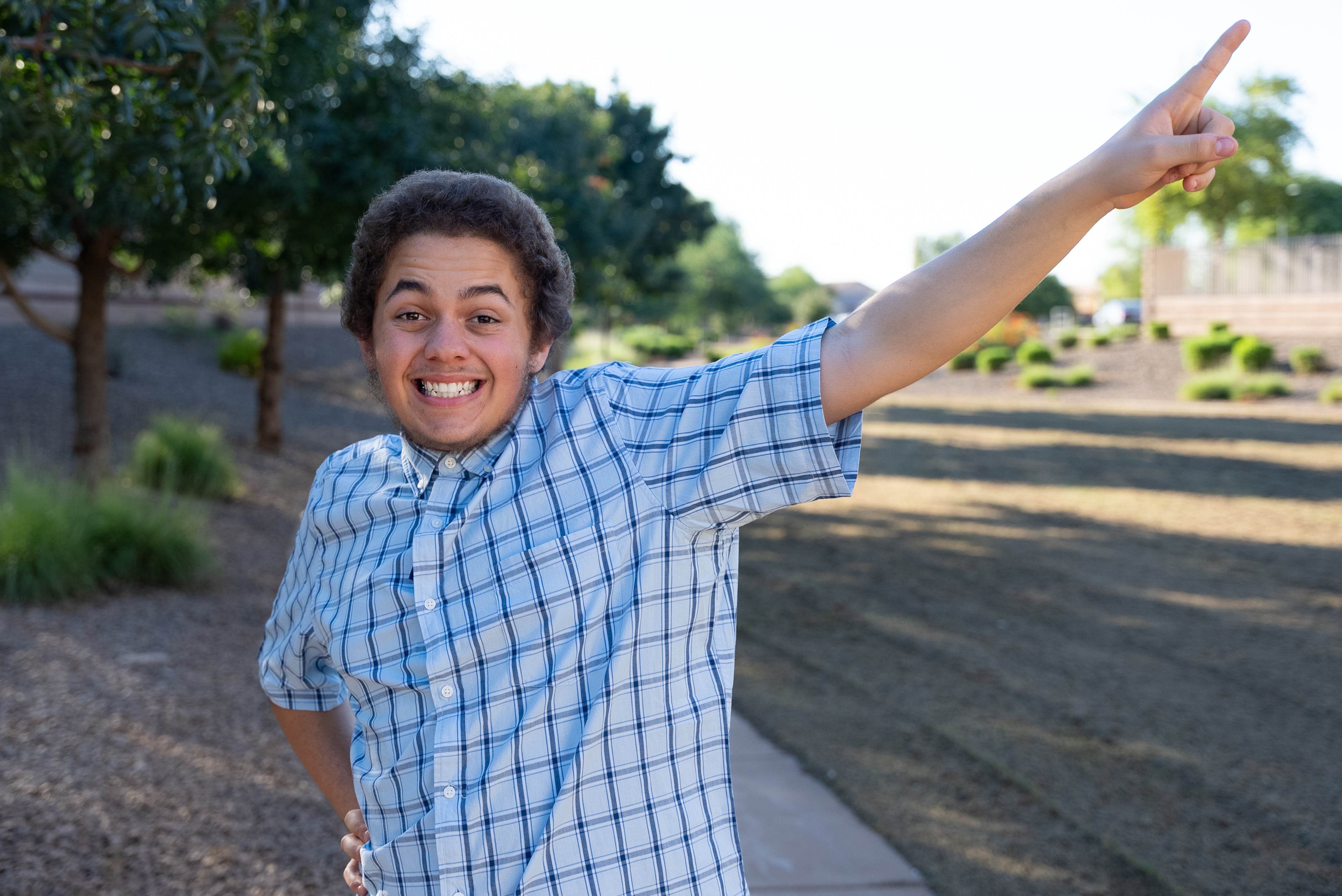 Jamarcus pointing in the sky