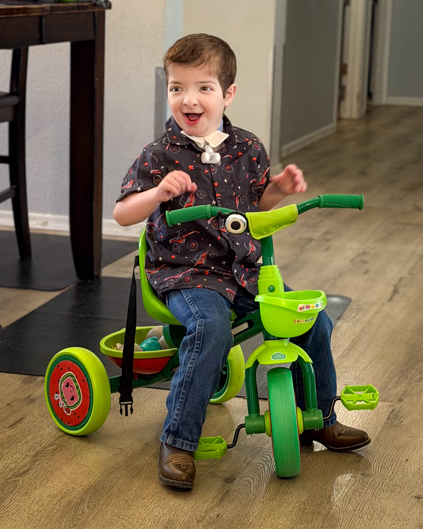 Kayson riding his bike